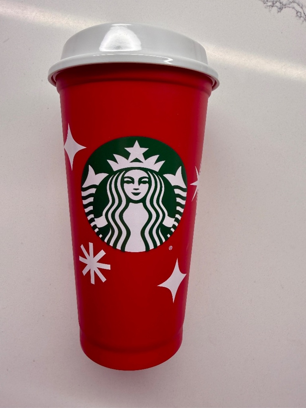 Starbucks 25 Years of Holiday Cup Cheer Collectible Plastic Cup with Lid